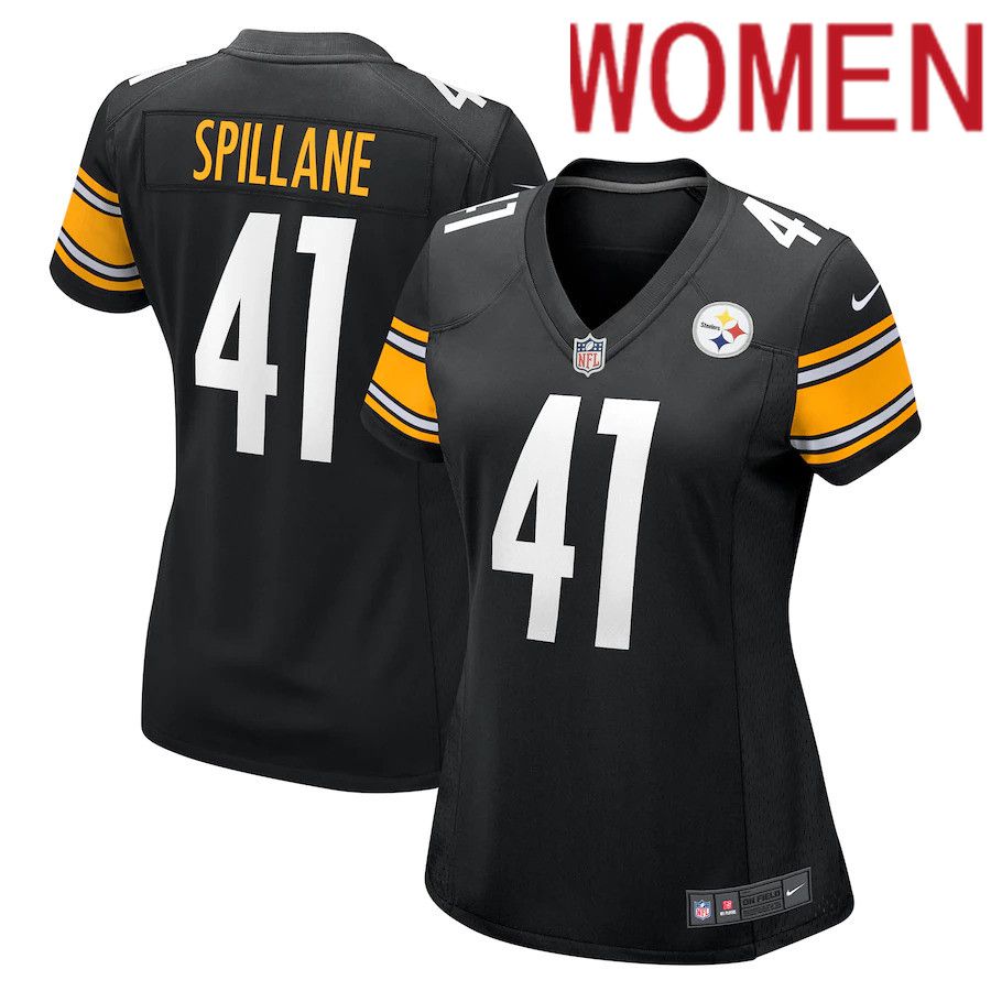 Women Pittsburgh Steelers 41 Robert Spillane Nike Black Game NFL Jersey
